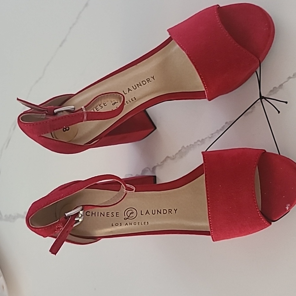 Red Suede Chinese Laundry Heels Size 8